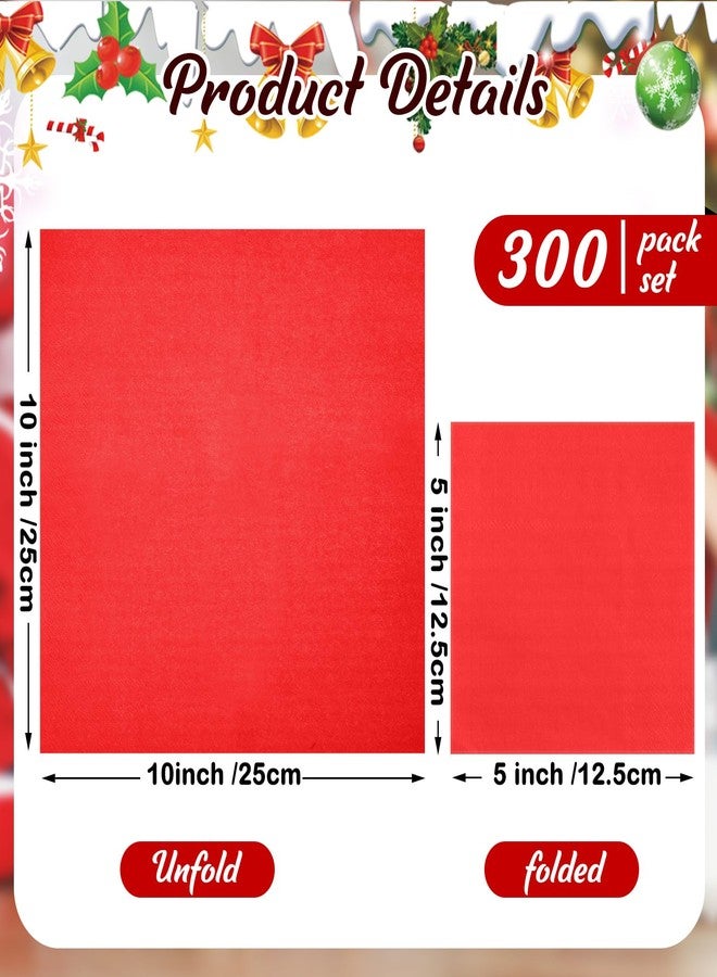 Henoyso 300pcs Christmas Napkins Disposable Paper Red Green Dinner Hand Cocktail Napkins for Christmas Holidays Party Home Bathroom and Decorations 5" x 5"(Red, Green, White) - Image 2